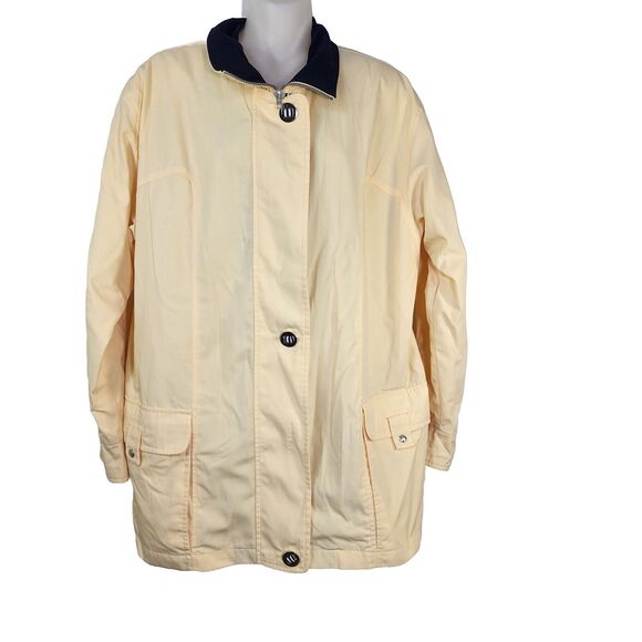 IZZI Outer Wear Womens Jacket Coat Medium Yellow Lightweight Zip Buttons Pockets - Picture 1 of 13